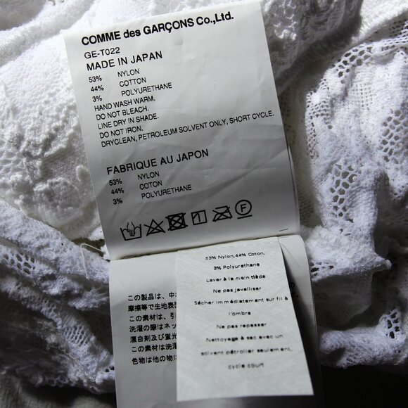BNWT SS20 COMME DES GARCONS LACE TSHIRT M - Picture 11 of 11